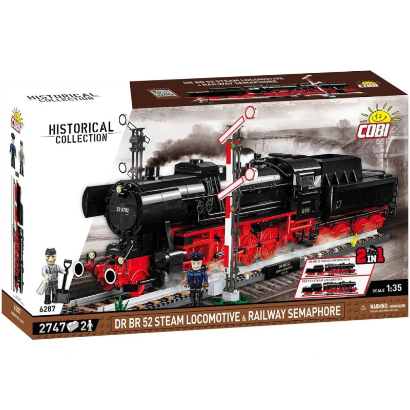 Cobi 6287 DRB Class 52 parní lokomotiva a návěstidlo, 1:35, 2747 k, 2 f